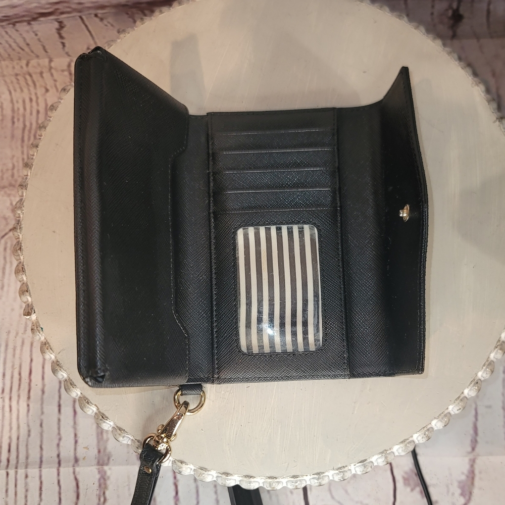 Kate Spade Black Saffiano Leather Wristlet Trifold Wallet - Picture 9 of 12